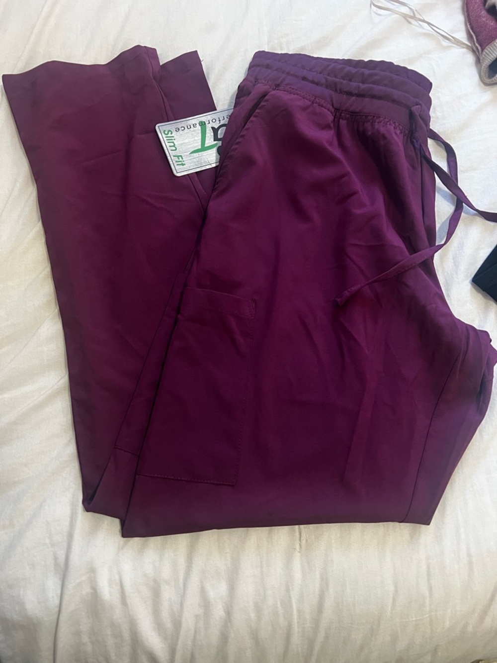 Women’s Scrub Pants XL Berry 4-Way Stretch Cargo Medical Work Uniform G7